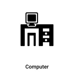 Poster - Computer icon vector isolated on white background, logo concept of Computer sign on transparent background, black filled symbol