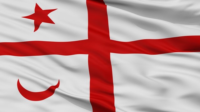 Mikmaq Indian Flag, Closeup View, 3D Rendering