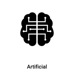 Poster - Artificial intelligence icon vector isolated on white background, logo concept of Artificial intelligence sign on transparent background, black filled symbol