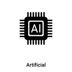 Poster - Artificial intelligence icon vector isolated on white background, logo concept of Artificial intelligence sign on transparent background, black filled symbol