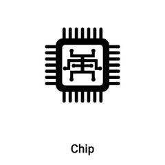 Poster - Chip icon vector isolated on white background, logo concept of Chip sign on transparent background, black filled symbol