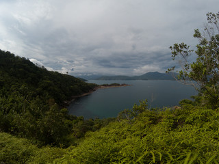 Beach, green and cloudscape (Pontão da Praia da Fortaleza - Ubatuba)