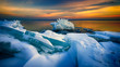 Broken Ice and snow in Lake Superior Winter