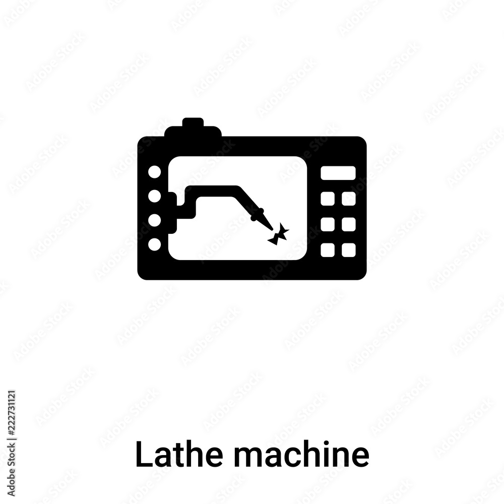 Lathe machine icon vector isolated on white background, logo concept of Lathe machine sign on transparent background, black filled symbol