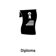 Diploma icon vector isolated on white background, logo concept of Diploma sign on transparent background, black filled symbol