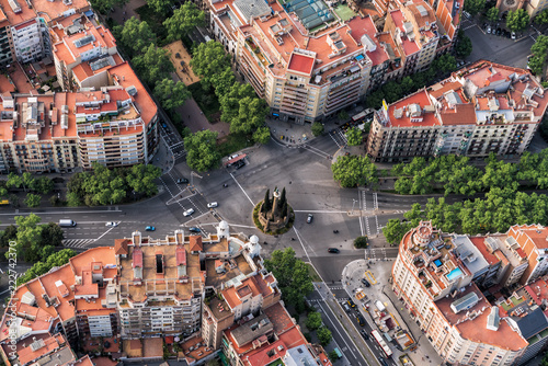 Barcelona Aerial Straight Down Camera Eixample Streets And Buildings Famous Urban Grid Spain Stock Photo Adobe Stock