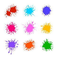 Wall Mural - Vector Collection of Colorful Paint Splatters Isolated, Blank Brush Templates.