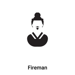 Fireman icon vector isolated on white background, logo concept of Fireman sign on transparent background, black filled symbol