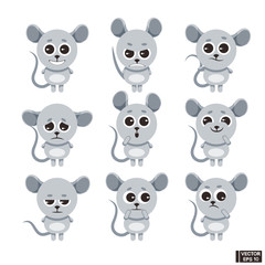 Wall Mural - Set of emoji cute mouse.