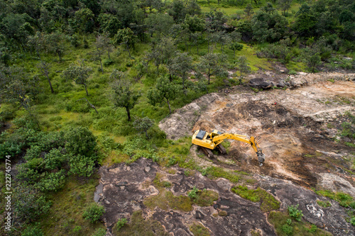 Fotografia, Obraz Deforestation aerial photo. Rainforest jungle in Borneo