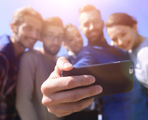 Canvas Print - group of students taking a selfie