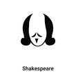 Shakespeare icon vector isolated on white background, logo concept of Shakespeare sign on transparent background, black filled symbol