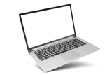 Fototapeta Młodzieżowe - 3D illustration Laptop isolated on white background. Laptop with empty space, screen laptop at an angle.