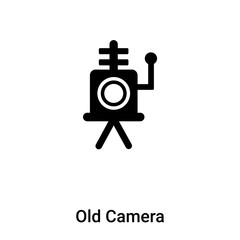 Poster - Old Camera icon vector isolated on white background, logo concept of Old Camera sign on transparent background, black filled symbol