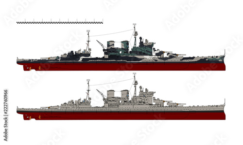Fotografía Battlecruiser of the Royal Navy. HMS Renown. Illustration.
