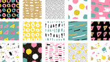 Fototapeta Boho - Trendy vector seamless colorful pattern with brush strokes.  Vector illustration