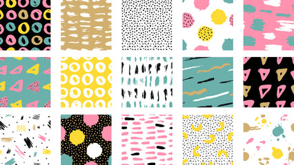 trendy vector seamless colorful pattern with brush strokes. vector illustration