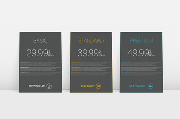 Poster - Hosting tariff. Hosting tariff or set. Banner background. Web element. 