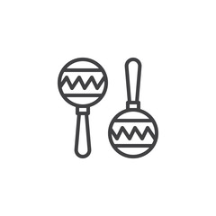 Maracas outline icon. linear style sign for mobile concept and web design. Mexican musical instrument simple line vector icon. Symbol, logo illustration. Pixel perfect vector graphics