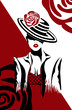 Girl in fashion suit and hat isolated artwork and digital painting