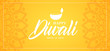 Happy Diwali. Greeting banner wit hand type lettering, Indian ornament and lamp.
