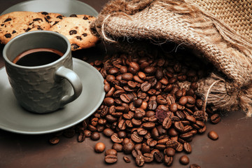 coffee with biscuits on the table