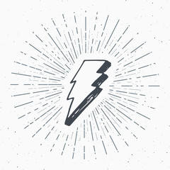 Wall Mural - lightning vintage label, hand drawn sketch, grunge textured retro badge, typography design t-shirt p