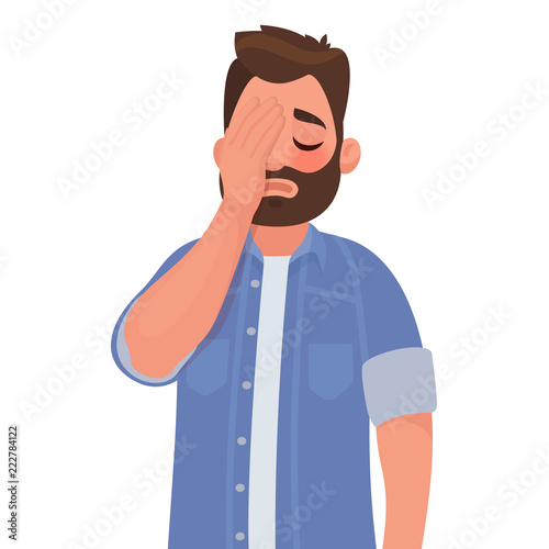 Cuadros en Lienzo Man with a gestures facepalm. Headache, disappointment or shame