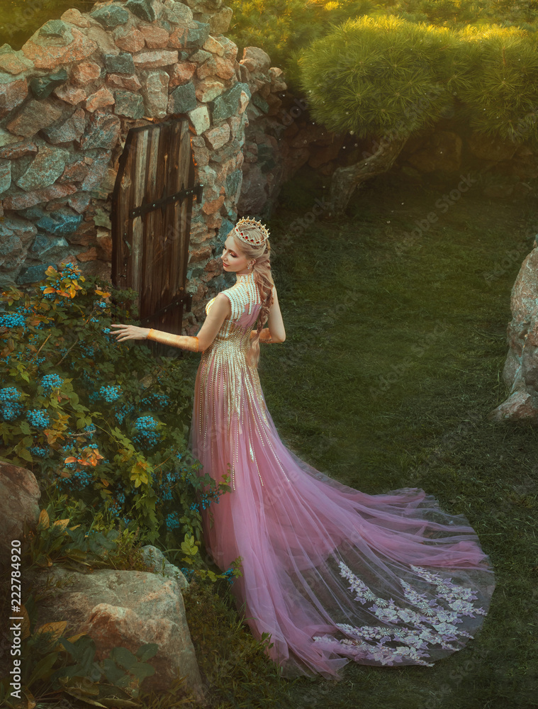 open lace back dress Aurora Princess Cosplay Costume Sparkling Pink Gown COSFUN