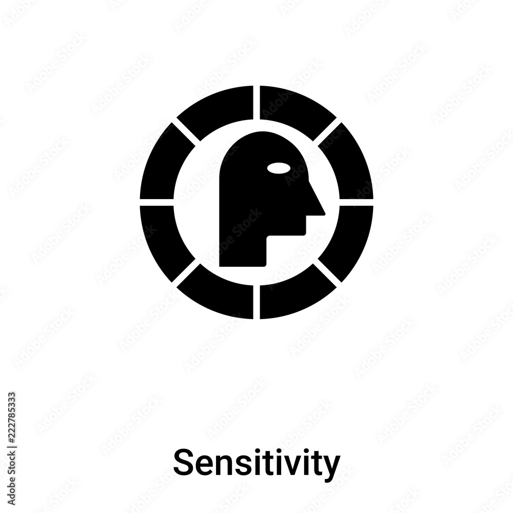 Sensitivity icon vector isolated on white background, logo concept of Sensitivity sign on transparent background, black filled symbol