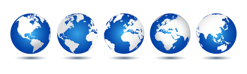 Wall Mural - 3d globes with world maps - vector for stock
