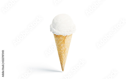 Download Blank White Ice Cream Cone Mockup Isolated 3d Rendering Empty Vanilla Icecream With Waffle Mock Up Creamy Gelato Ball Front View Summer Dairy Dessert Template Stock Illustration Adobe Stock