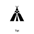 Tipi icon vector isolated on white background, logo concept of Tipi sign on transparent background, black filled symbol