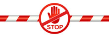 Warning Line With Stop Sign - Stock Vector