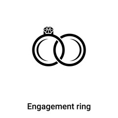 Wall Mural - Engagement ring icon  vector isolated on white background, logo concept of Engagement ring  sign on transparent background, black filled symbol