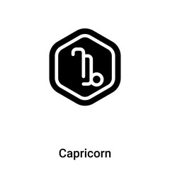 Capricorn icon vector isolated on white background, logo concept of Capricorn sign on transparent background, black filled symbol