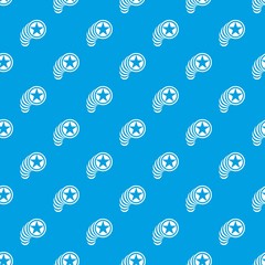 Poster - Star in circle pattern vector seamless blue repeat for any use
