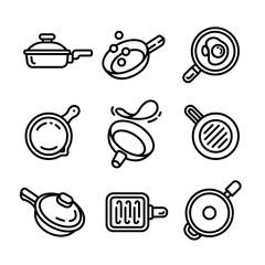 Poster - Griddle icon set. Outline set of griddle vector icons for web design isolated on white background