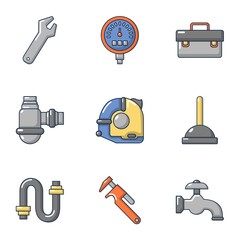 Poster - Pipe workroom icons set. Cartoon set of 9 pipe workroom vector icons for web isolated on white background
