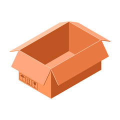 Poster - Open carton box icon. Isometric of open carton box vector icon for web design isolated on white background