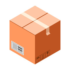 Poster - Fragile cardboard box icon. Isometric of fragile cardboard box vector icon for web design isolated on white background