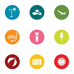 Poster - Tourist photo icons set. Flat set of 9 tourist photo vector icons for web isolated on white background