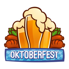 Oktoberfest bavarian logo. Cartoon of oktoberfest bavarian vector logo for web design isolated on white background