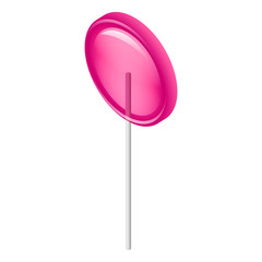 Poster - Pink lollipop icon. Isometric of pink lollipop vector icon for web design isolated on white background