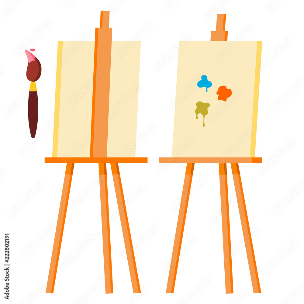Easel Vector. Painting Art Icon Symbol. Brush. Canvas For Sketch ...