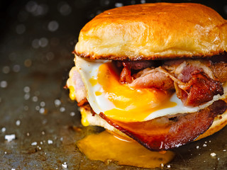 Poster - rustic bacon egg breakfast sandwich bun