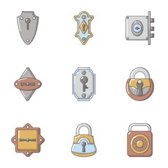 Poster - Padlock icons set. Cartoon set of 9 padlock vector icons for web isolated on white background