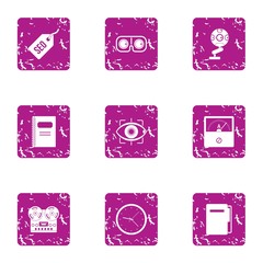 Poster - Marketing research icons set. Grunge set of 9 marketing research vector icons for web isolated on white background
