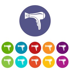 Wall Mural - Hair dryer icons color set vector for any web design on white background