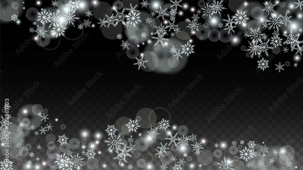 Christmas Vector Background with White Falling Snowflakes Isolated on ...